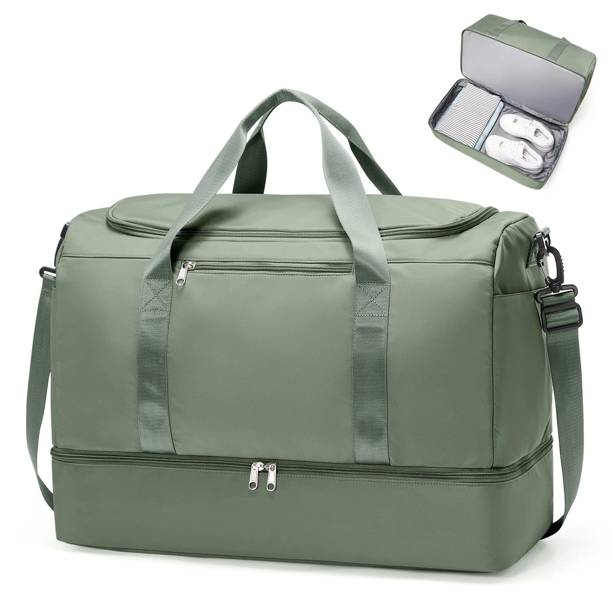 Extra Large Travel Duffle Bag for Carry-On Overnight (Olive Green)