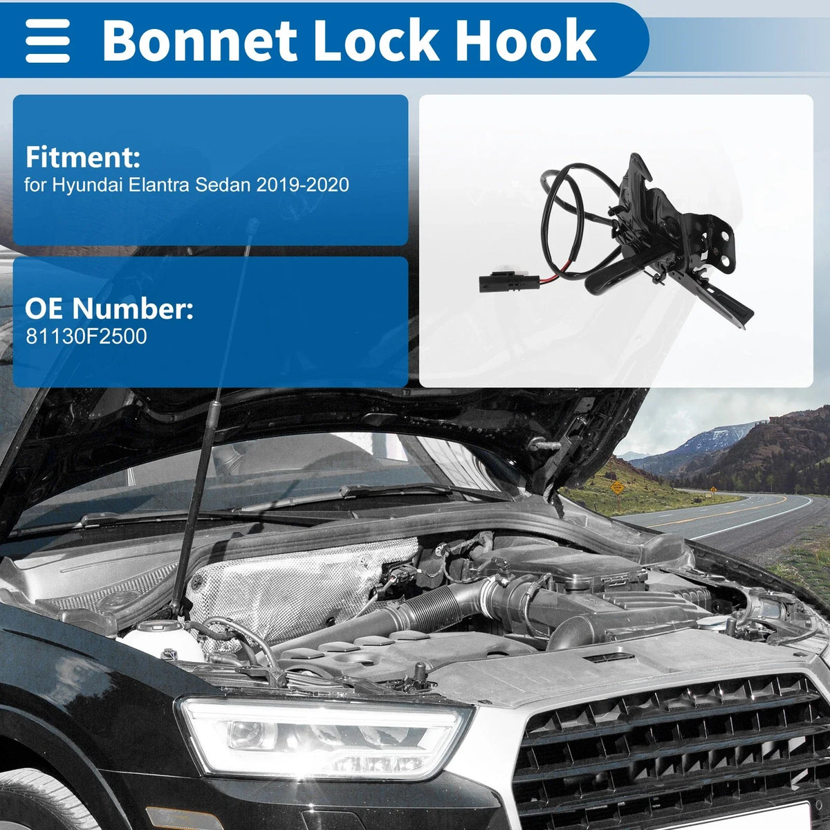Hood Latch Assembly for Hyundai Elantra Sedan (2019–2020) No. 81130F2500
