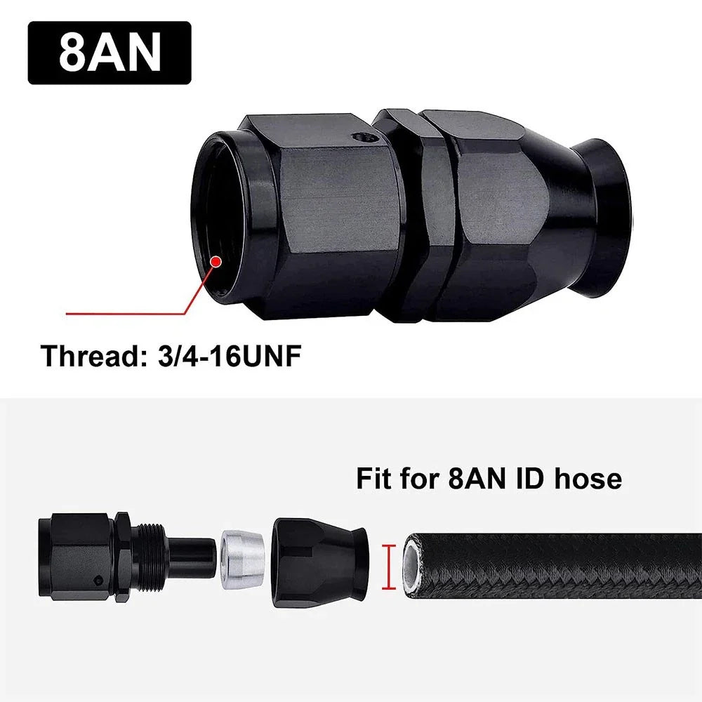 1PCS 8AN PTFE Hose End Fitting Adapter Straight 0° for Universal