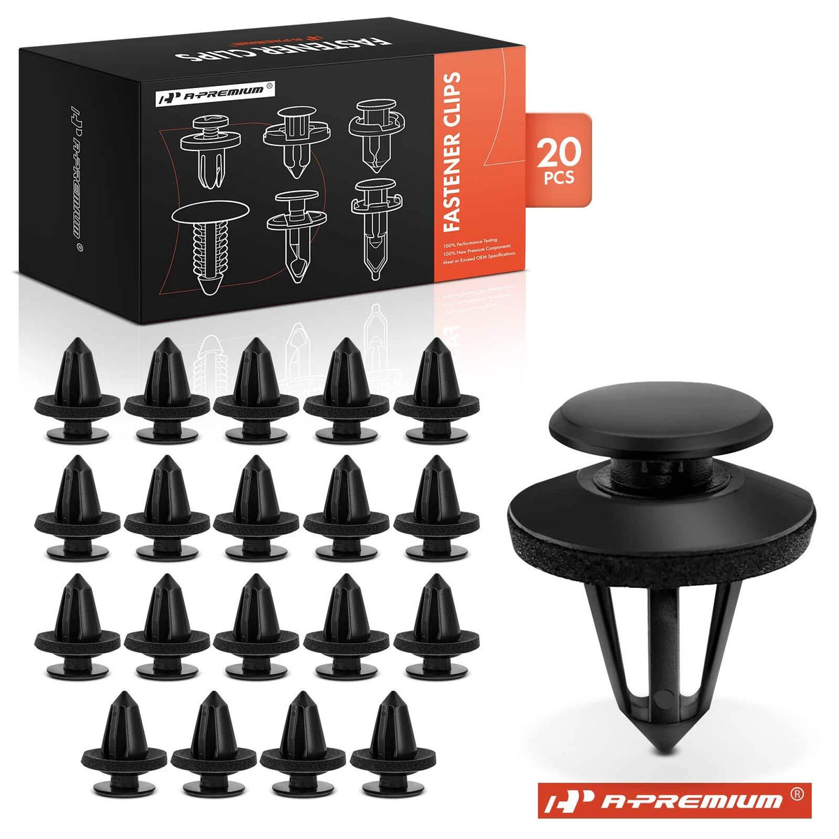 Set of 20 Nylon Black Trim Panel Retaining Clips for Alfa Romeo Mito (71738386, 9345A1, 68094743AA, 46835626)