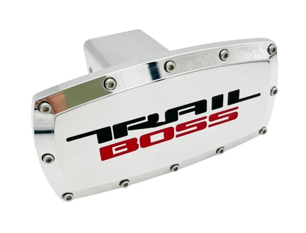 Hitch Cover Polished Chevy Trail Boss for 2 Inch Receiver with Allen Bolts (Fits)