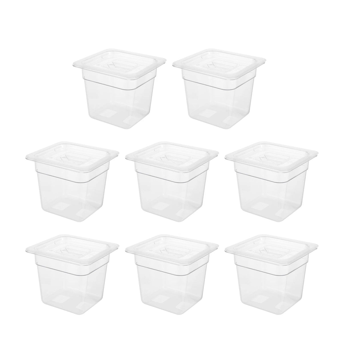 Set of 8 Clear Food Pans with Lids for Commercial Storage
