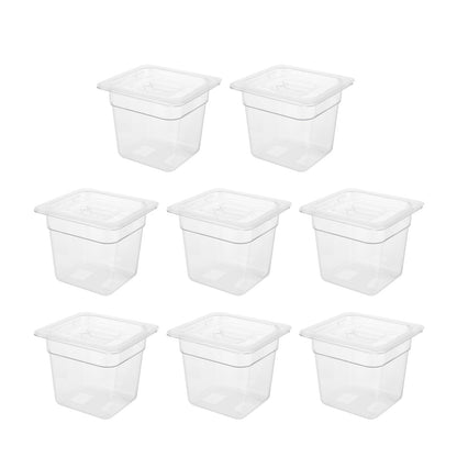 Set of 8 Clear Food Pans with Lids for Commercial Storage