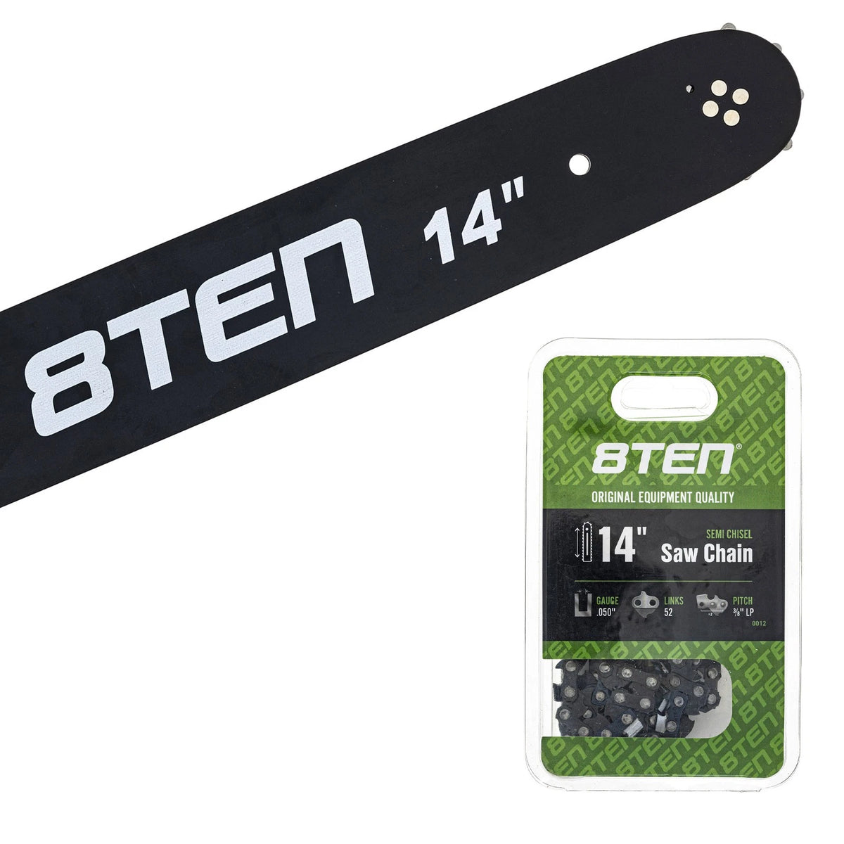 8TEN 14" Chainsaw Guide Bar & Chain .050 3/8 52DL for Husqvarna (36-240) 140SXEA041, 140SPEA041