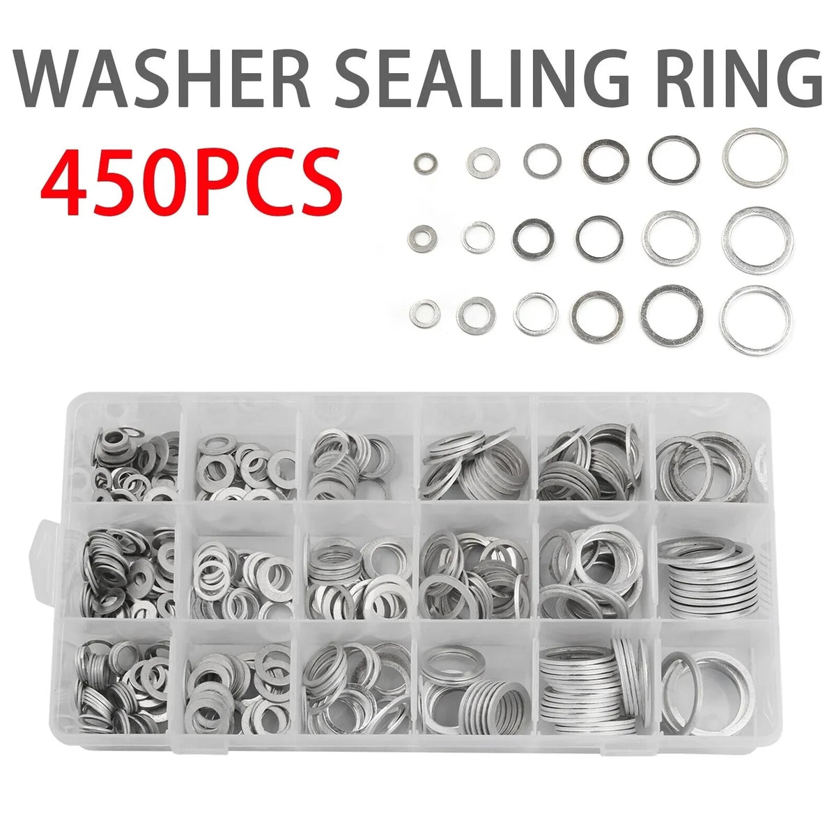 Set of 450 Oil Drain Plug Crush Gaskets Washer Sealing O-Ring Assortment