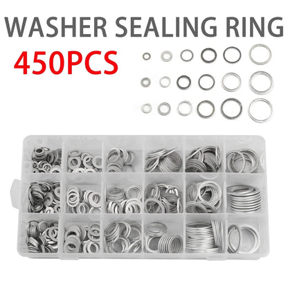 Set of 450 Oil Drain Plug Crush Gaskets Washer Sealing O-Ring Assortment