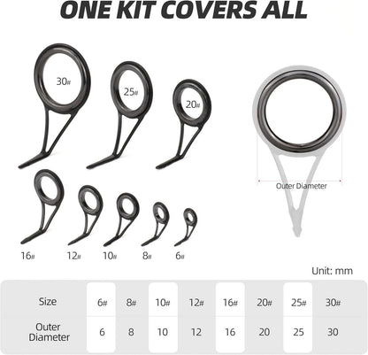Fishing Rod Guide Repair Kit for (Durable Stainless Steel)