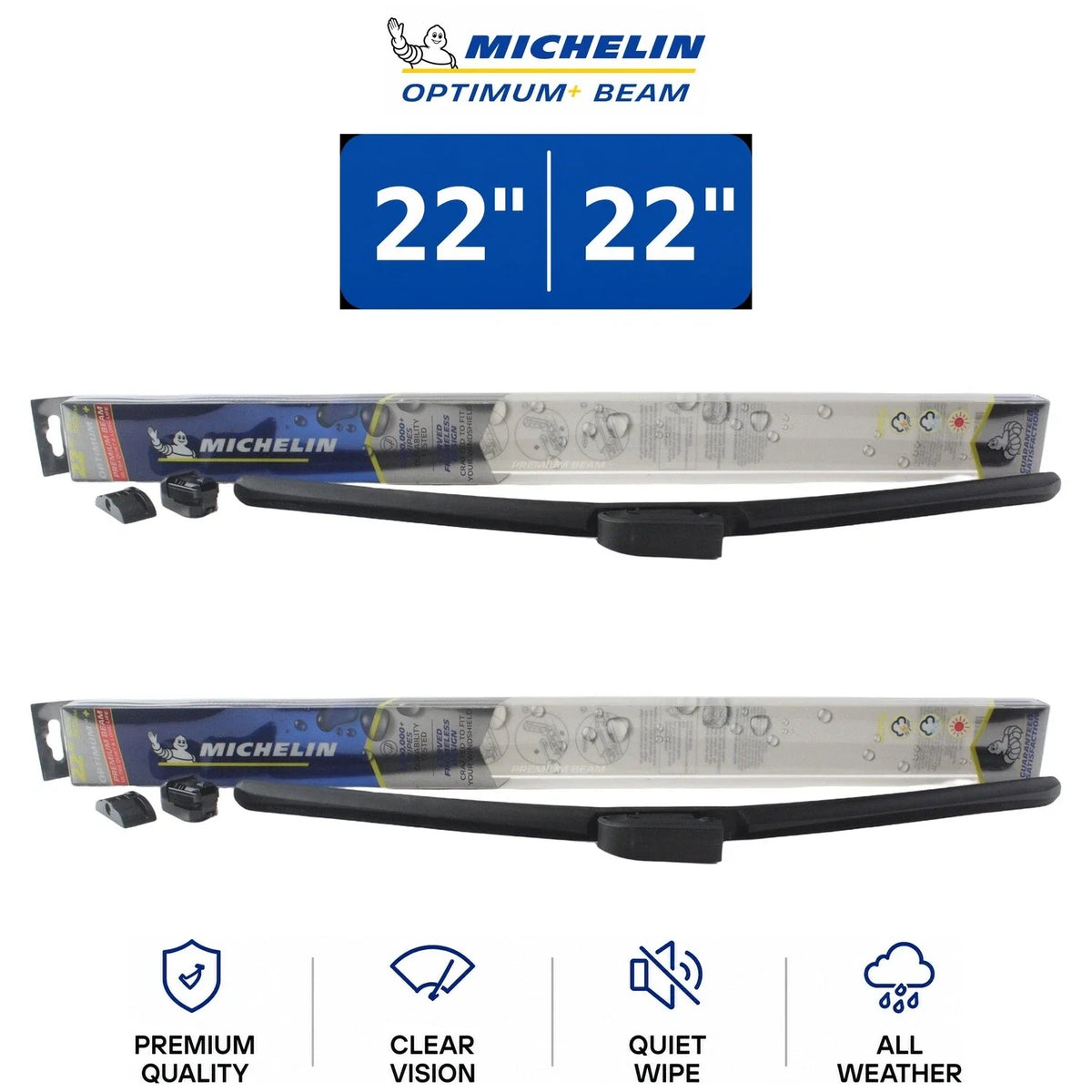Set of 2 Michelin Optimum+ Beam Wiper Blades for Audi A6 (1995–2001)