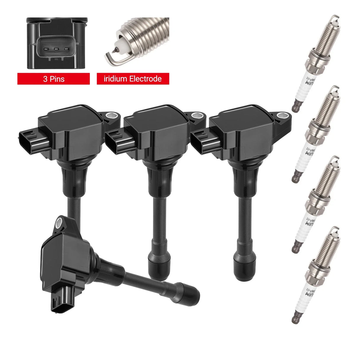 Set of 4 Ignition Coil Spark Plug UF549 for Nissan Rogue (2008–2013)