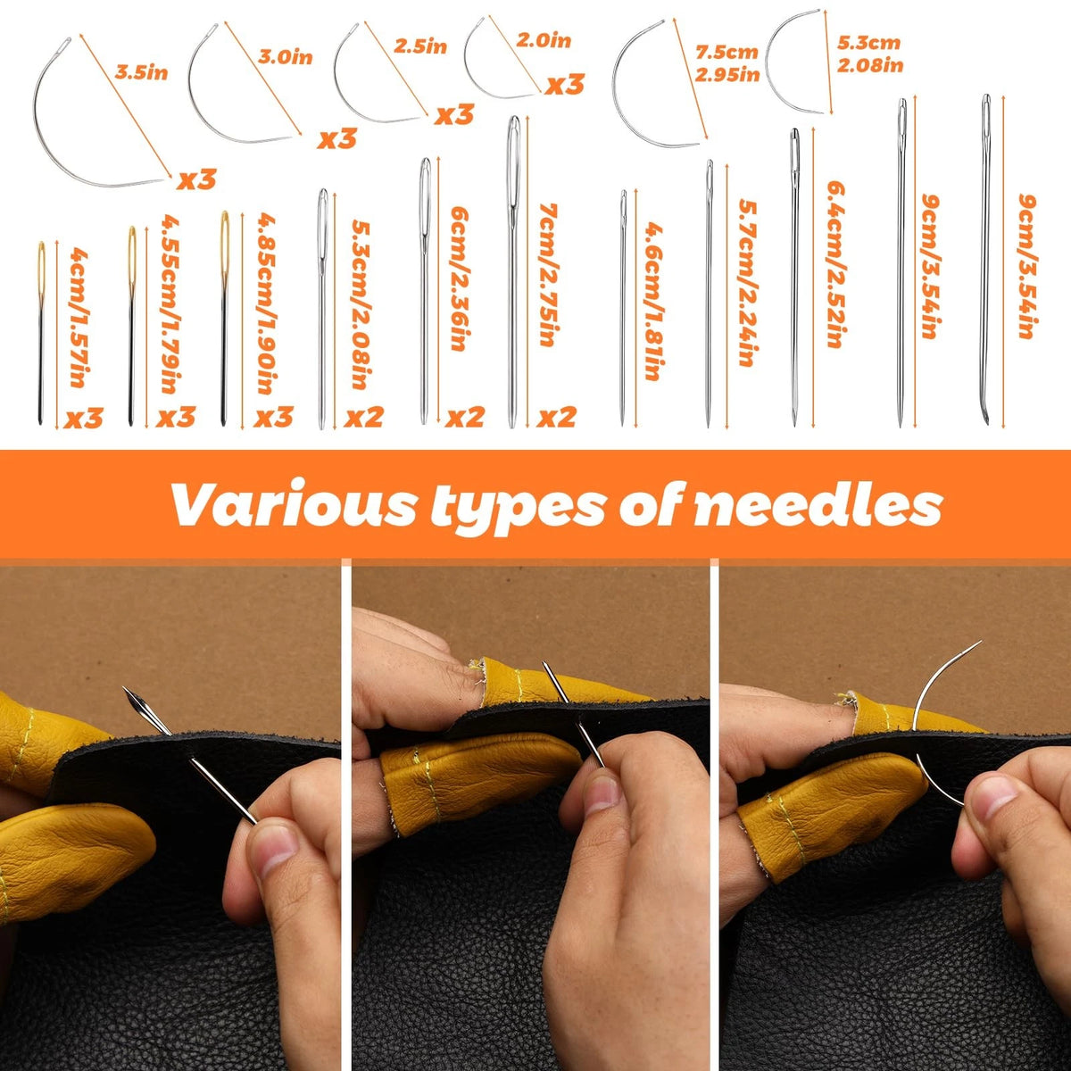 54Pcs Upholstery Repair Sewing Kit with 8Pcs Waxed Thread for Leather