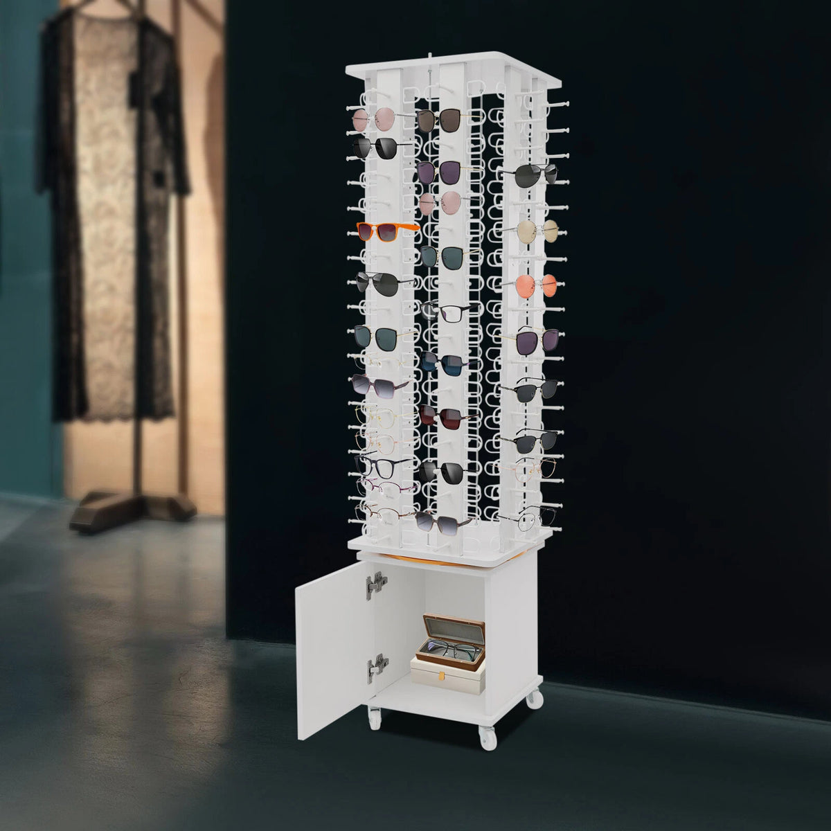 Sunglasses Organizer Display Stand with Wheels for Floor Storage