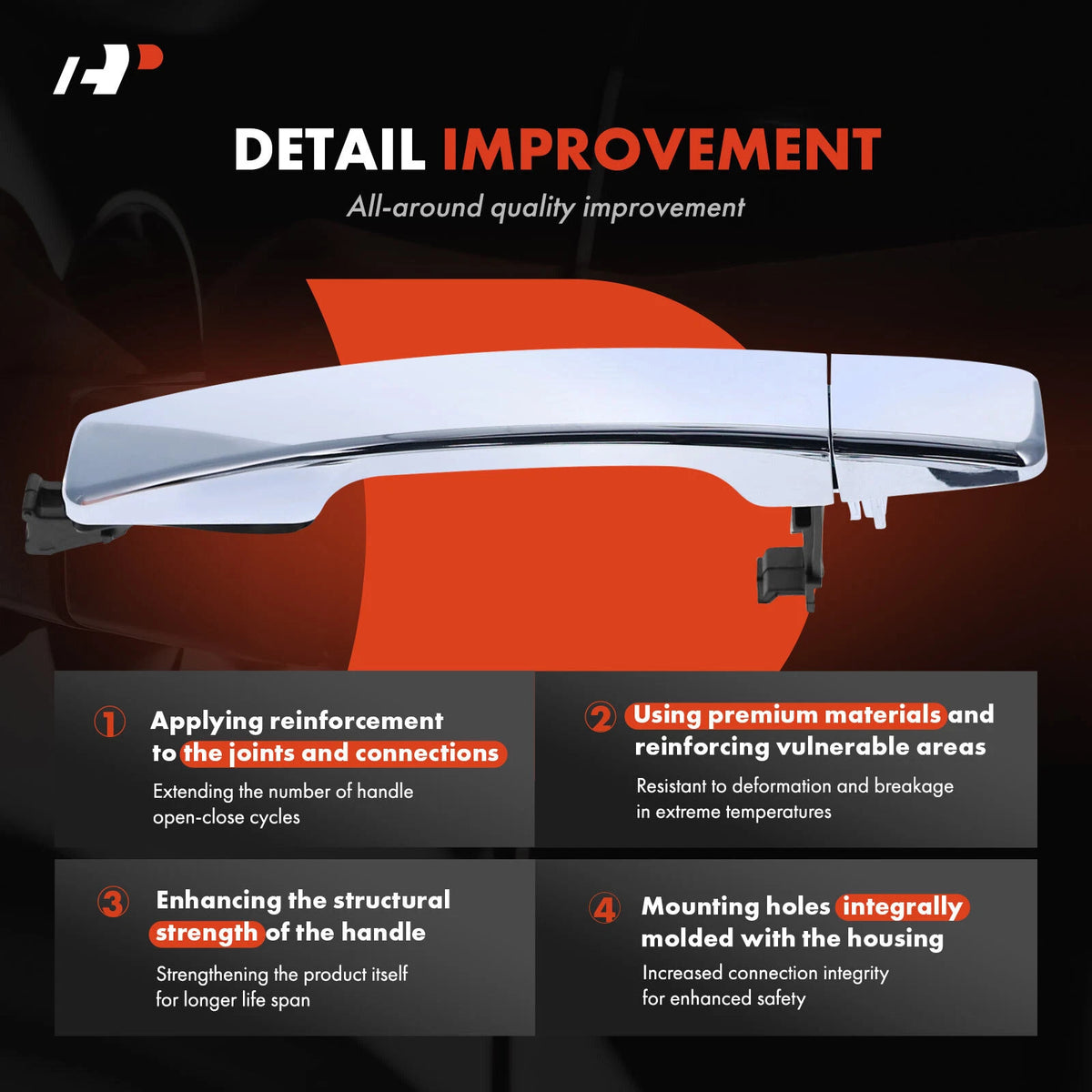 2X Rear Exterior Door Handle for Kia Soul (2014–2022) 83661-B2020, 83662-B2020, 83651-B2020, 83652-B2020