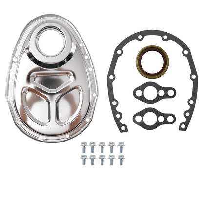 Chrome Timing Chain Cover for SB Chevy V8 SBC 283 327 350 383 400 (1958–1986)