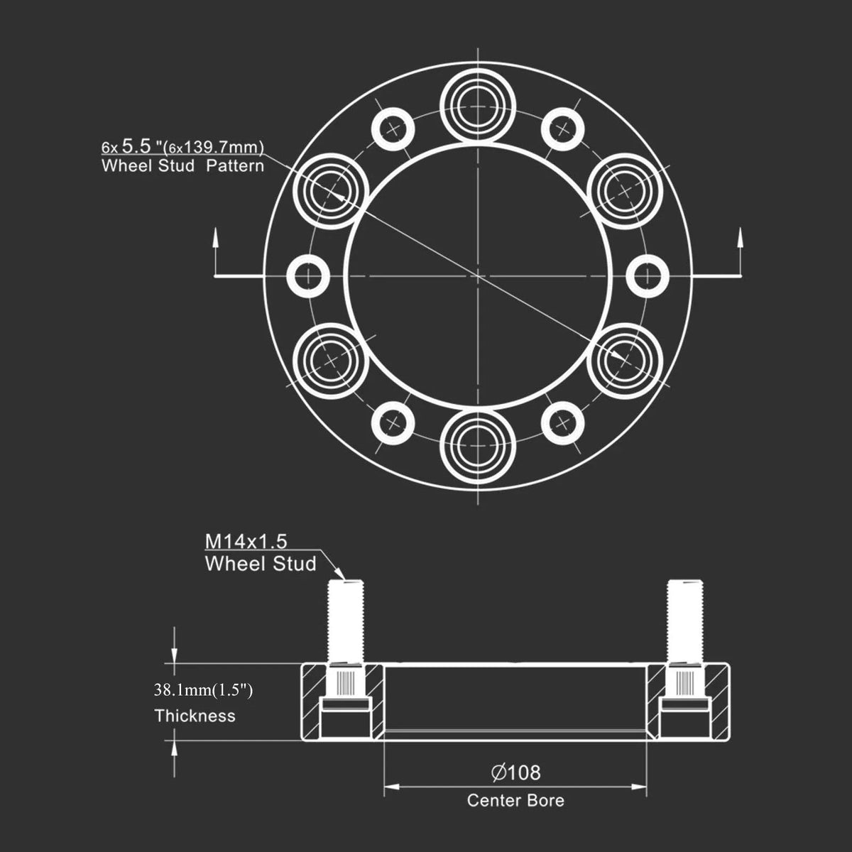 1.5 Inch 6x5.5 Wheel Spacers for Cadillac Escalade Chevy Silverado (2015–2020)