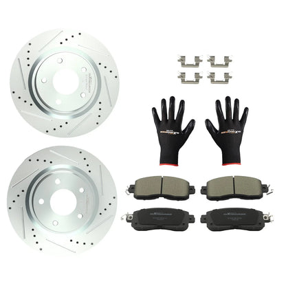 Set of 2 Drilled & Slotted Brake Rotors with Ceramic Pads for Nissan Altima (2013–2023)