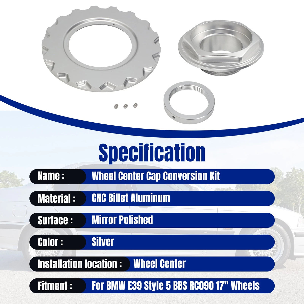 1x RC090 Style 5 Center Cap Kit for BMW (1990–1999)