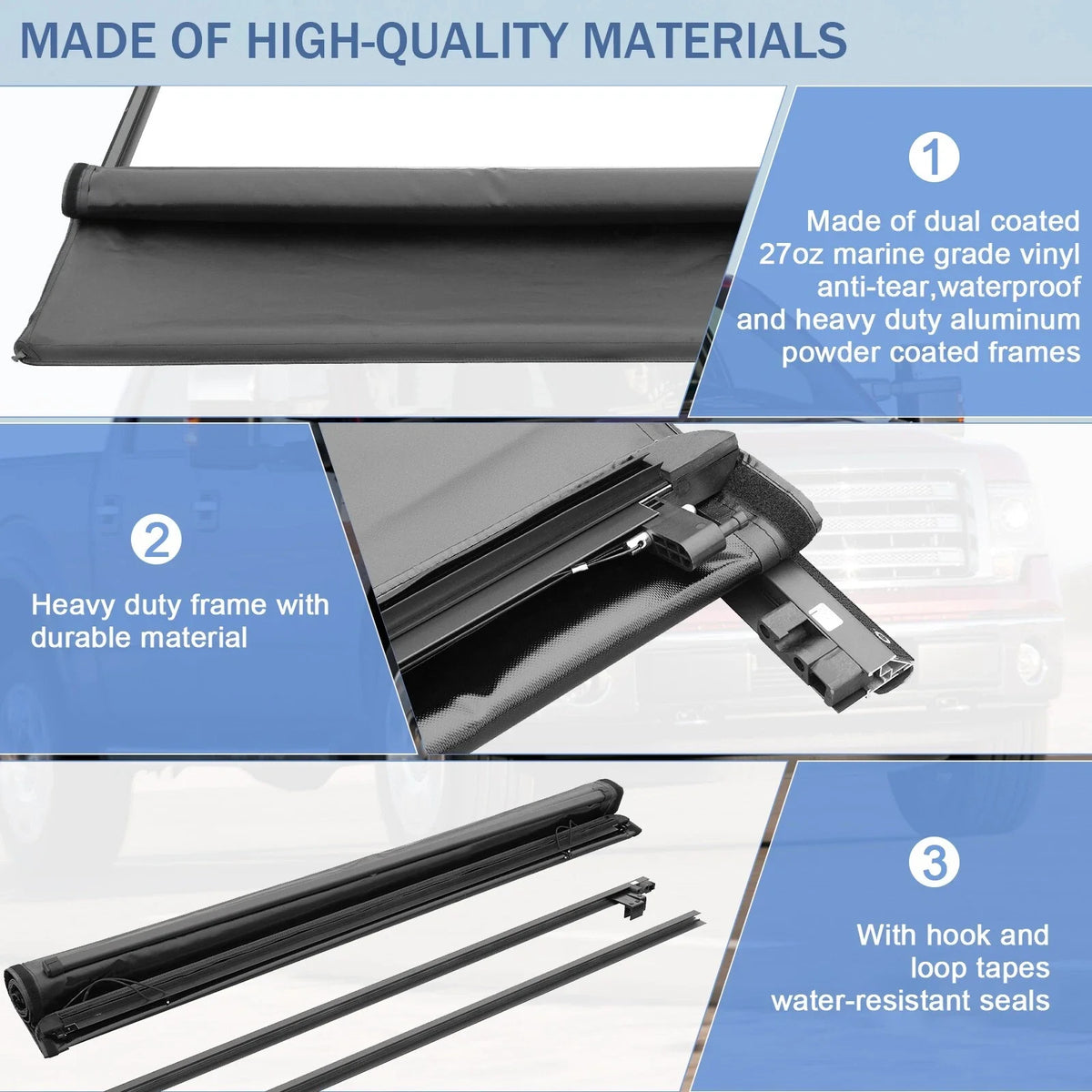 6.5FT Vinyl Soft Roll-up Tonneau Cover for Chevy Silverado GMC Sierra (2014–2025)