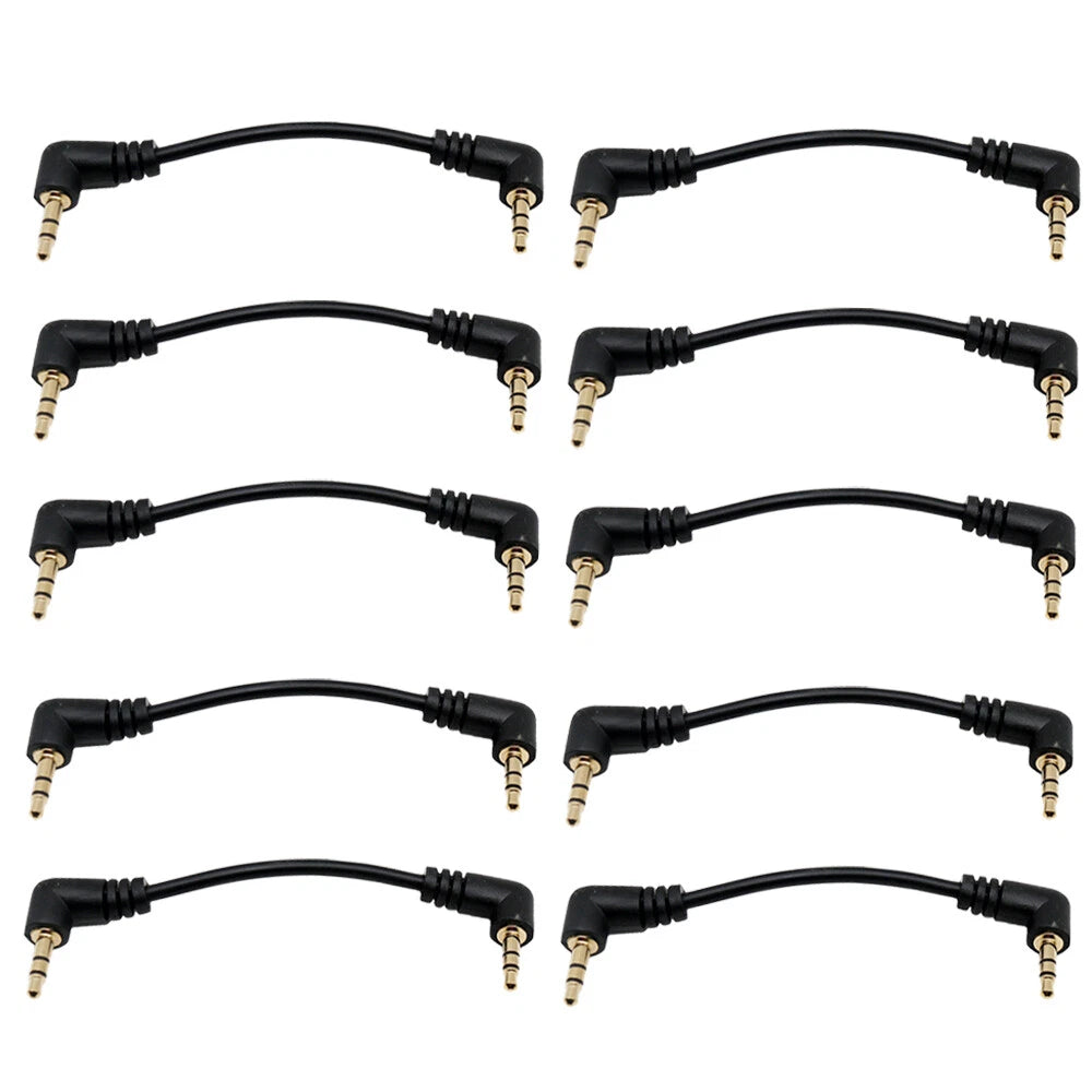 10PC Right Angle 3.5mm Male Stereo AUX Audio Cable for Car