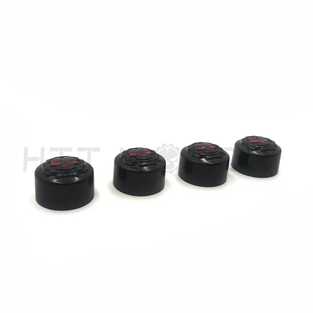 Set of 4 Black Gear Skull Bolt Caps for Harley Dyna Softail Road King