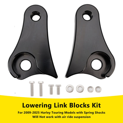 1.5" Lowering Link Blocks Kit for Harley Touring Street Glide Road King (2009–2025) LL-154-BLK