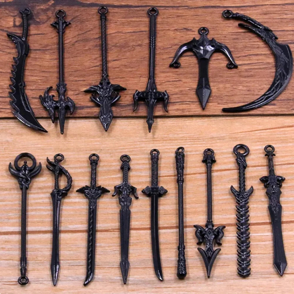 10-60 Pcs Antique Metal Knife Pendants for Jewelry DIY Craft