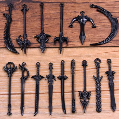 10-60 Pcs Antique Metal Knife Pendants for Jewelry DIY Craft