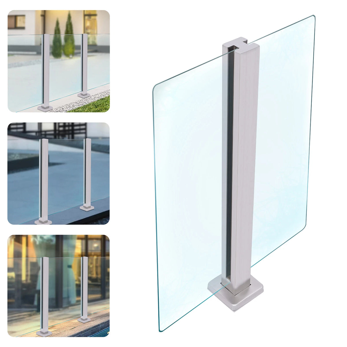 304 Stainless Steel Glass Railing Post 65cm for Balcony and Deck Safety