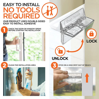 4X Sliding Glass Door Lock for Home Safety