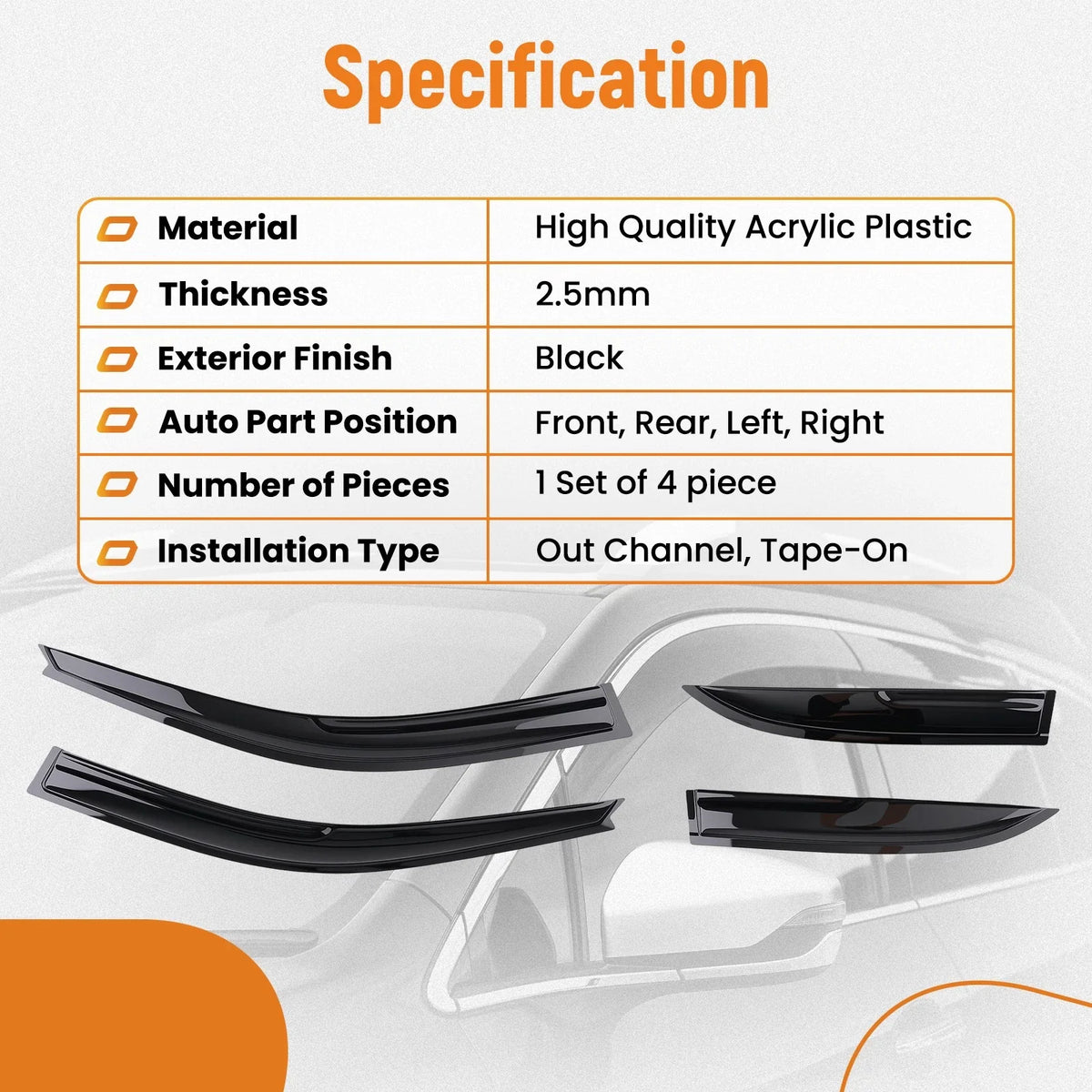 Set of 4 Window Visor Rain Guards for Toyota Camry (1997–2001)