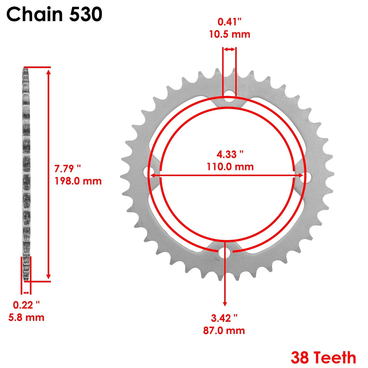 Drive Chain & Sprockets Kit for Yamaha YFZ450 YFZ450V (2004–2013) EG2013CH107XO