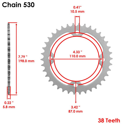 Drive Chain & Sprockets Kit for Yamaha YFZ450 YFZ450V (2004–2013) EG2013CH107XO