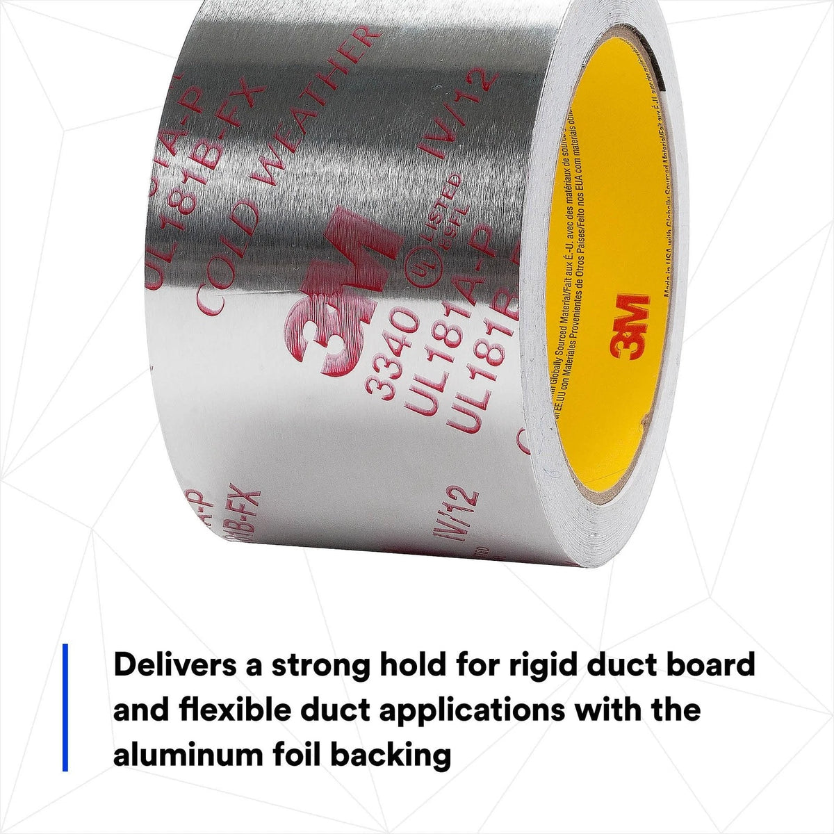 Aluminum Foil Tape 3340, 2.5" X 50 Yd, Silver, HVAC Sealing