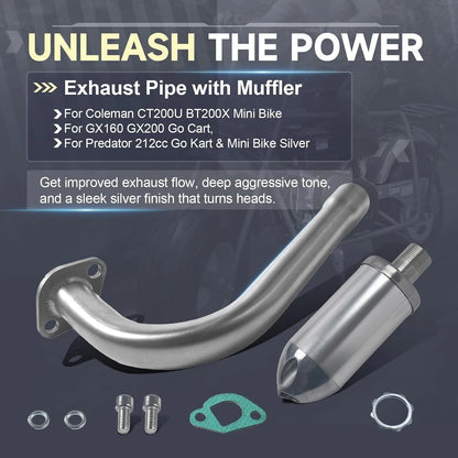 Exhaust Pipe with Muffler for Coleman CT200U BT200X Mini Bike