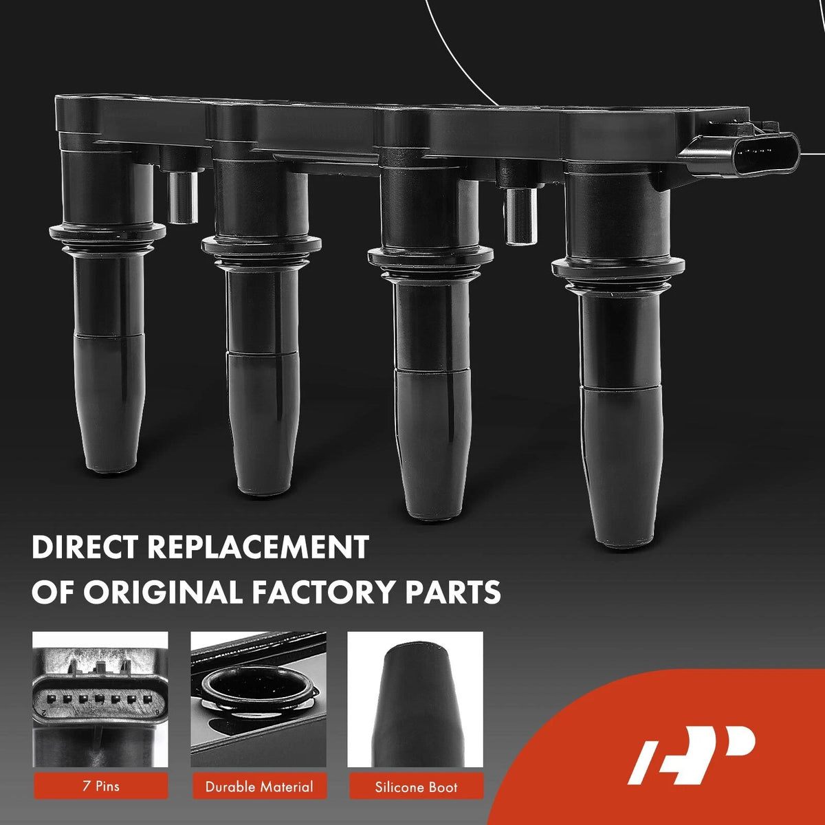 1x Ignition Coil & 4x Iridium Spark Plugs for Chevy Aveo (2009–2011) 25186687, 55561655, 96476983, UF-620, 7100