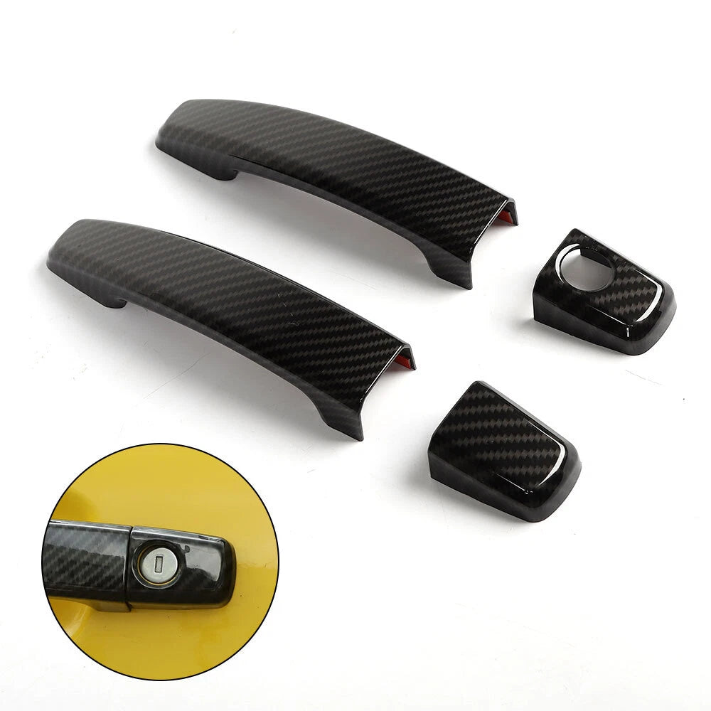 2PC Carbon Fiber Door Handle Cover Trim for Chevrolet Camaro (2010–2015)