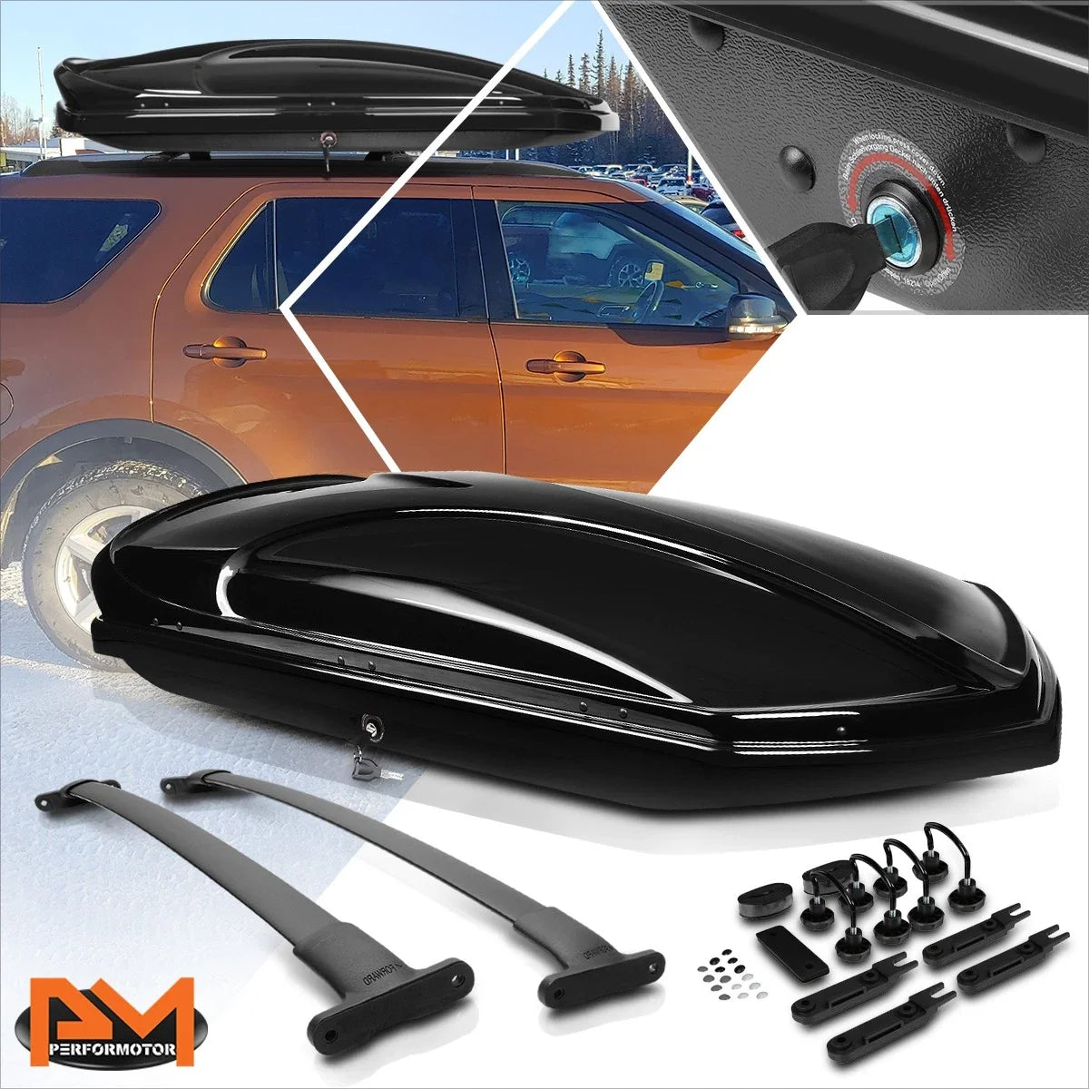 Aluminum Cross Bar Roof Rack for Ford Explorer (2016–2019) + Storage Box & Keys