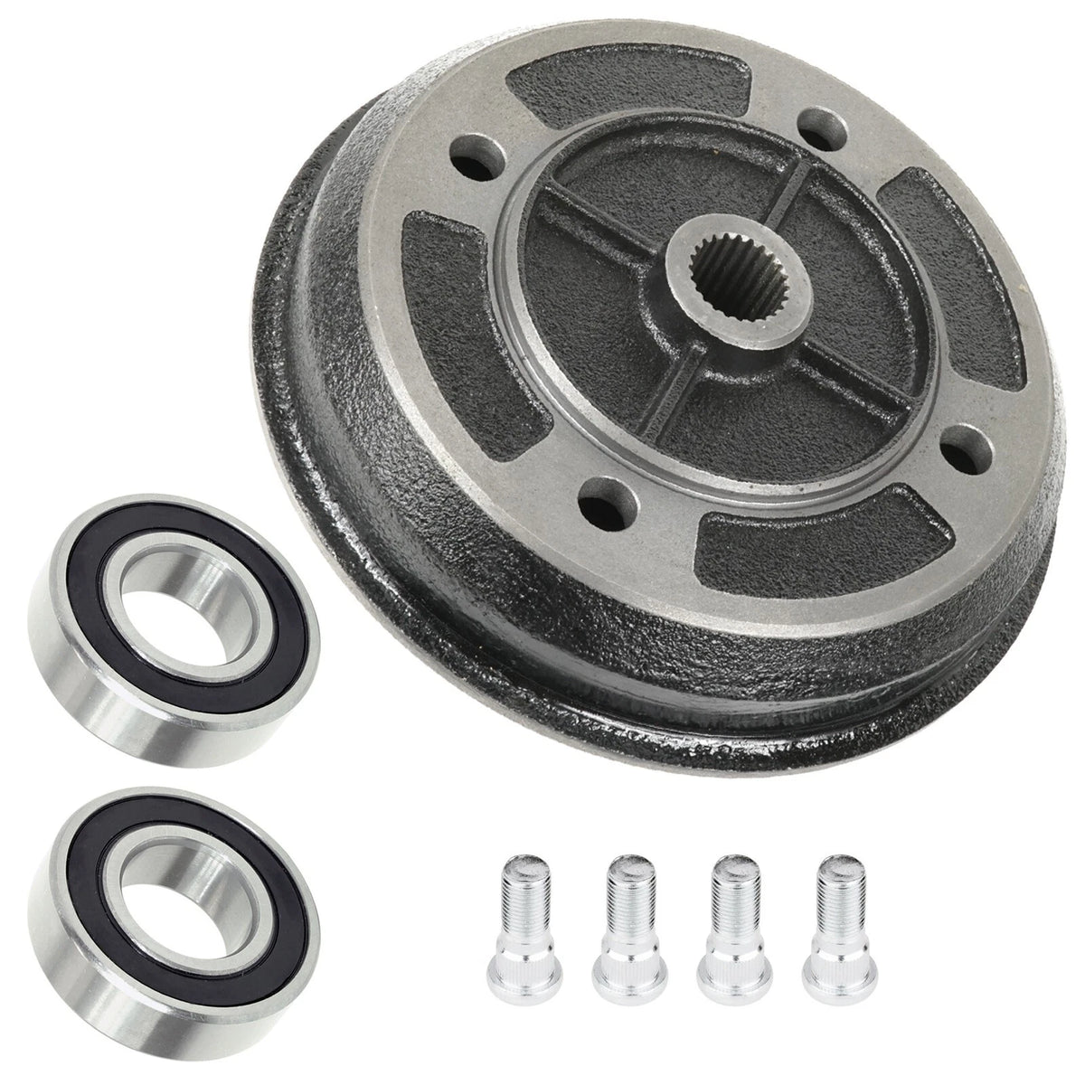 Front Brake Drum Hub with Bearing Bolts for Kawasaki Mule 2500 (1994–2000) - DR107AA2003, 92150-1366