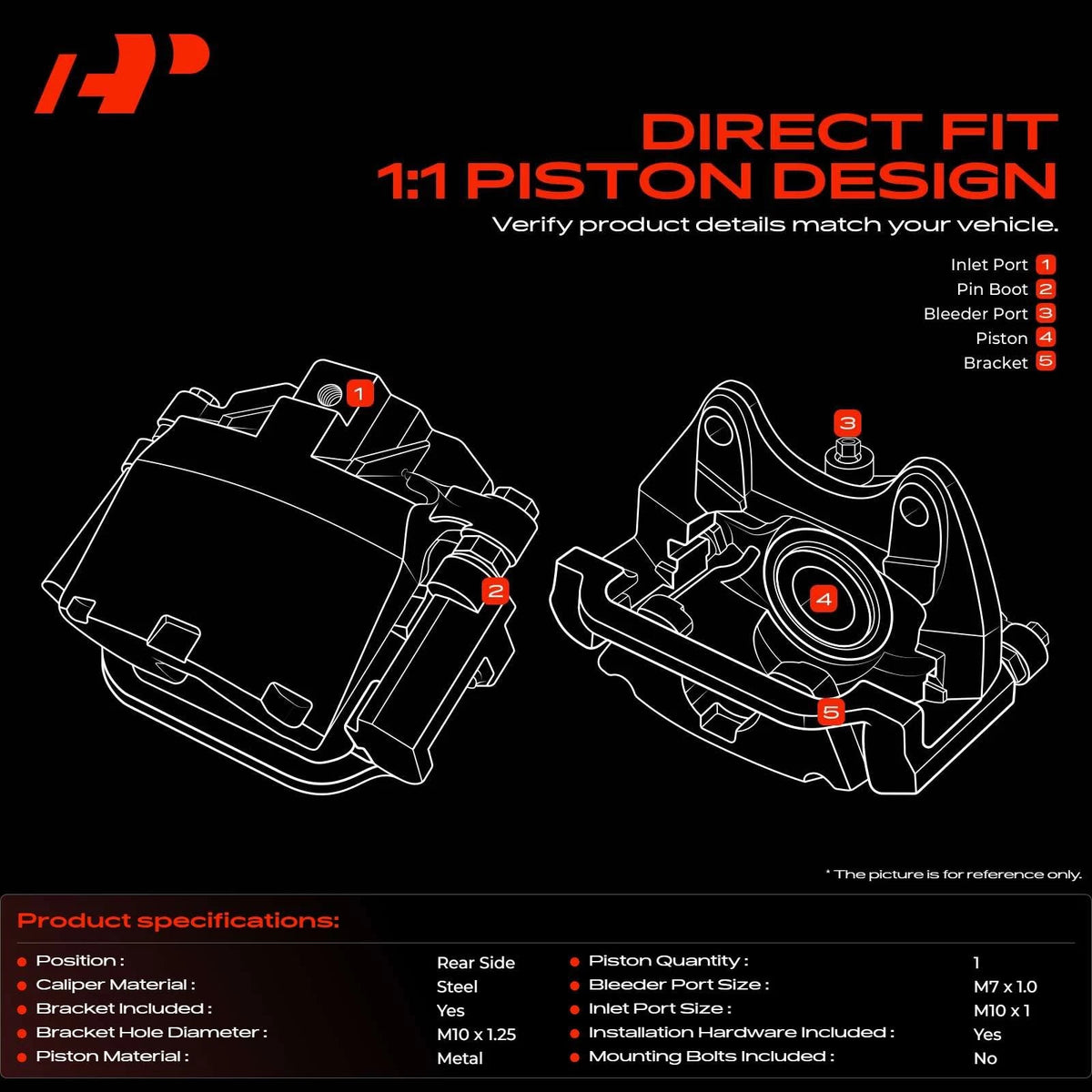 A-Premium Pair Rear Brake Caliper for Jeep Compass Patriot (2007–2017) - 68020252AA, 68020252AB, 68020254AA, 68033076AA
