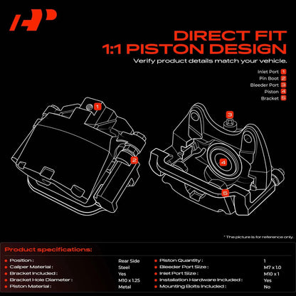 A-Premium Pair Rear Brake Caliper for Jeep Compass Patriot (2007–2017) - 68020252AA, 68020252AB, 68020254AA, 68033076AA