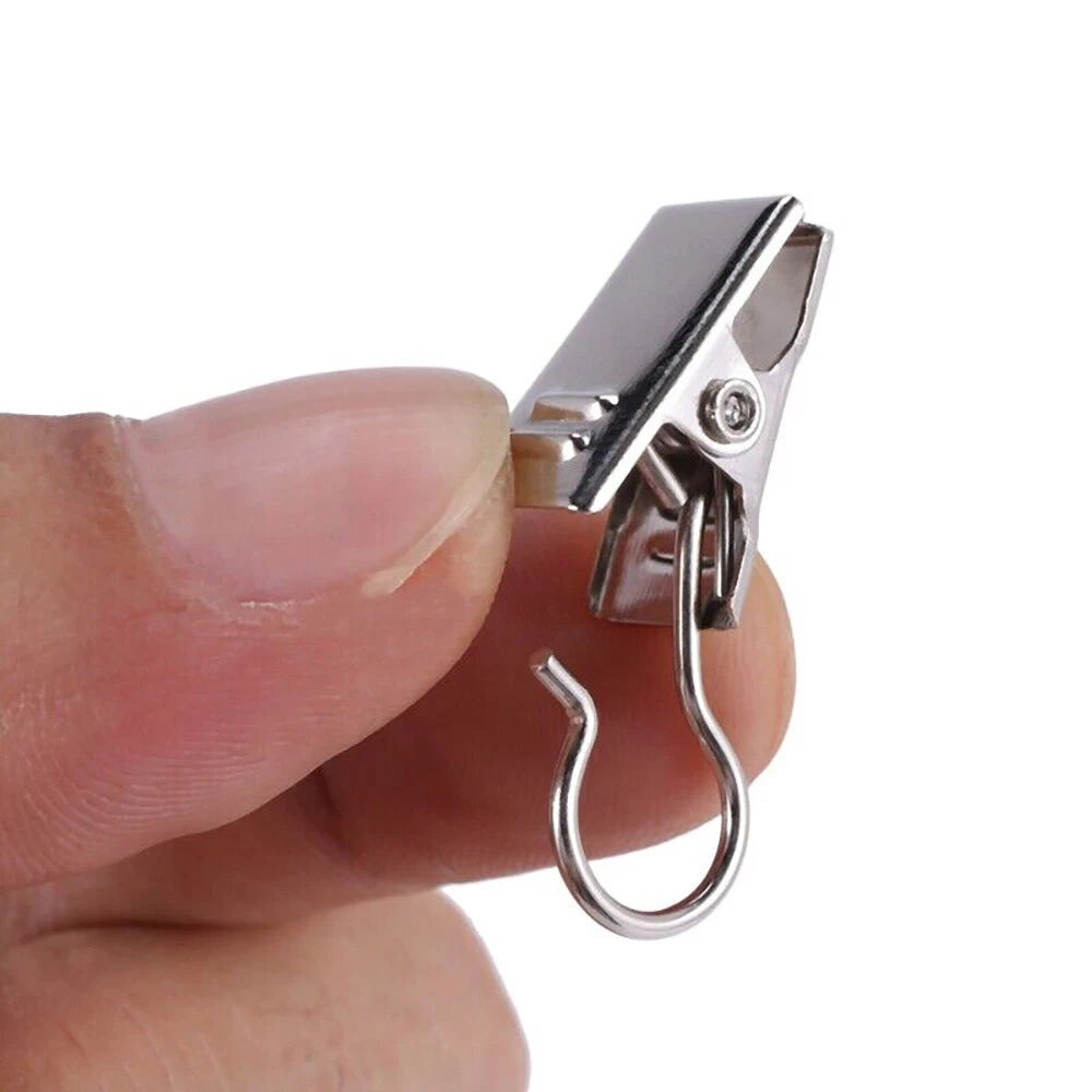 50Pcs Stainless Steel Curtain Clips with Hook for Home Decor