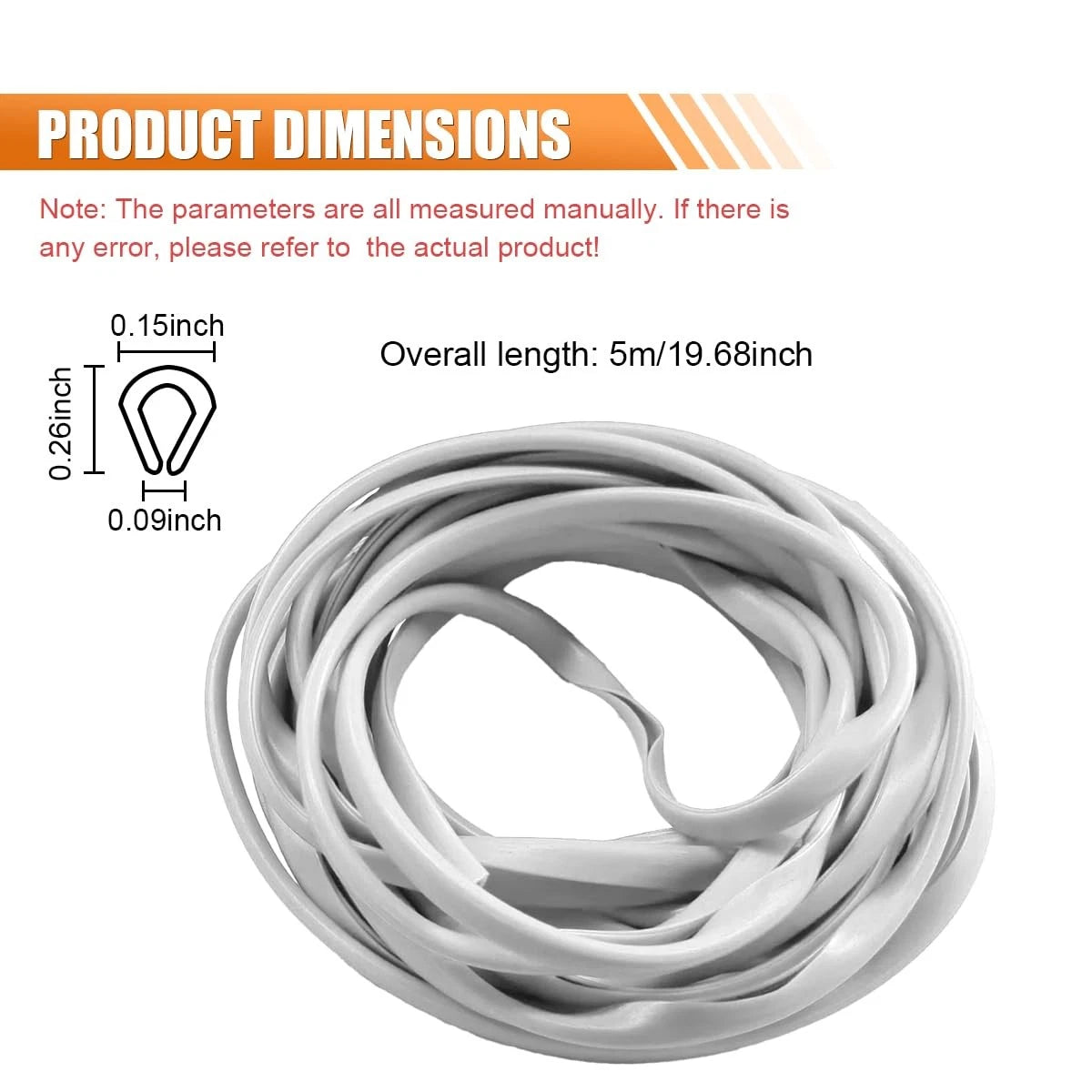 U Shape Car Door Edge Guards Trim for Universal Fit (16Ft/5M) - White