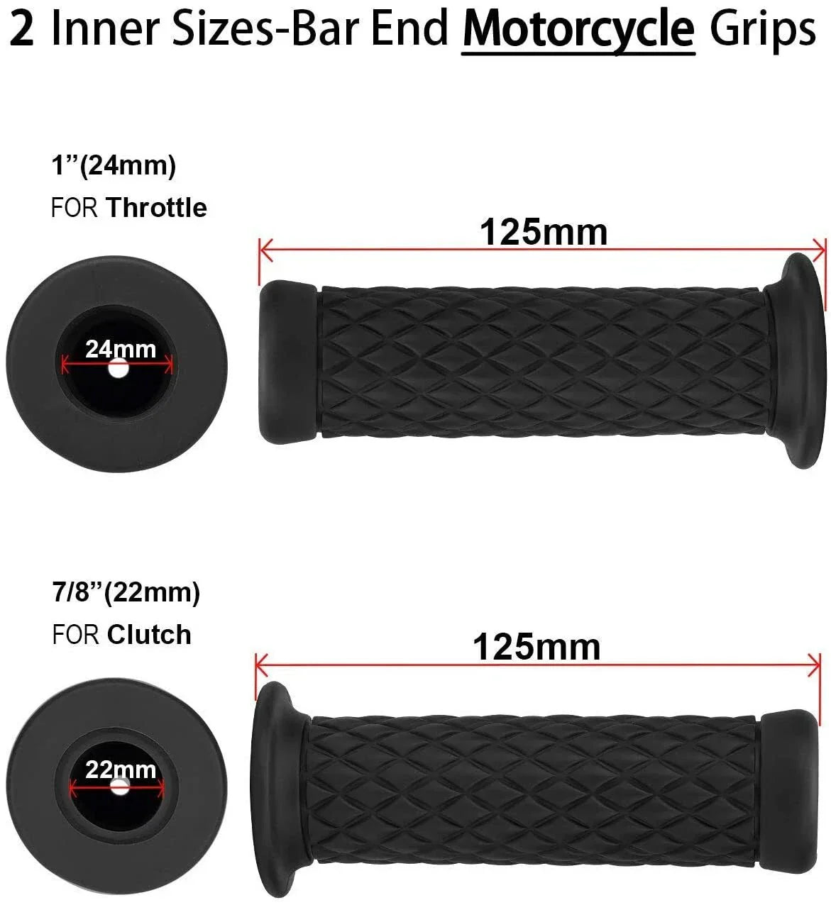 Brown Motorcycle Gel Hand Grips 7/8in for Sports Bike