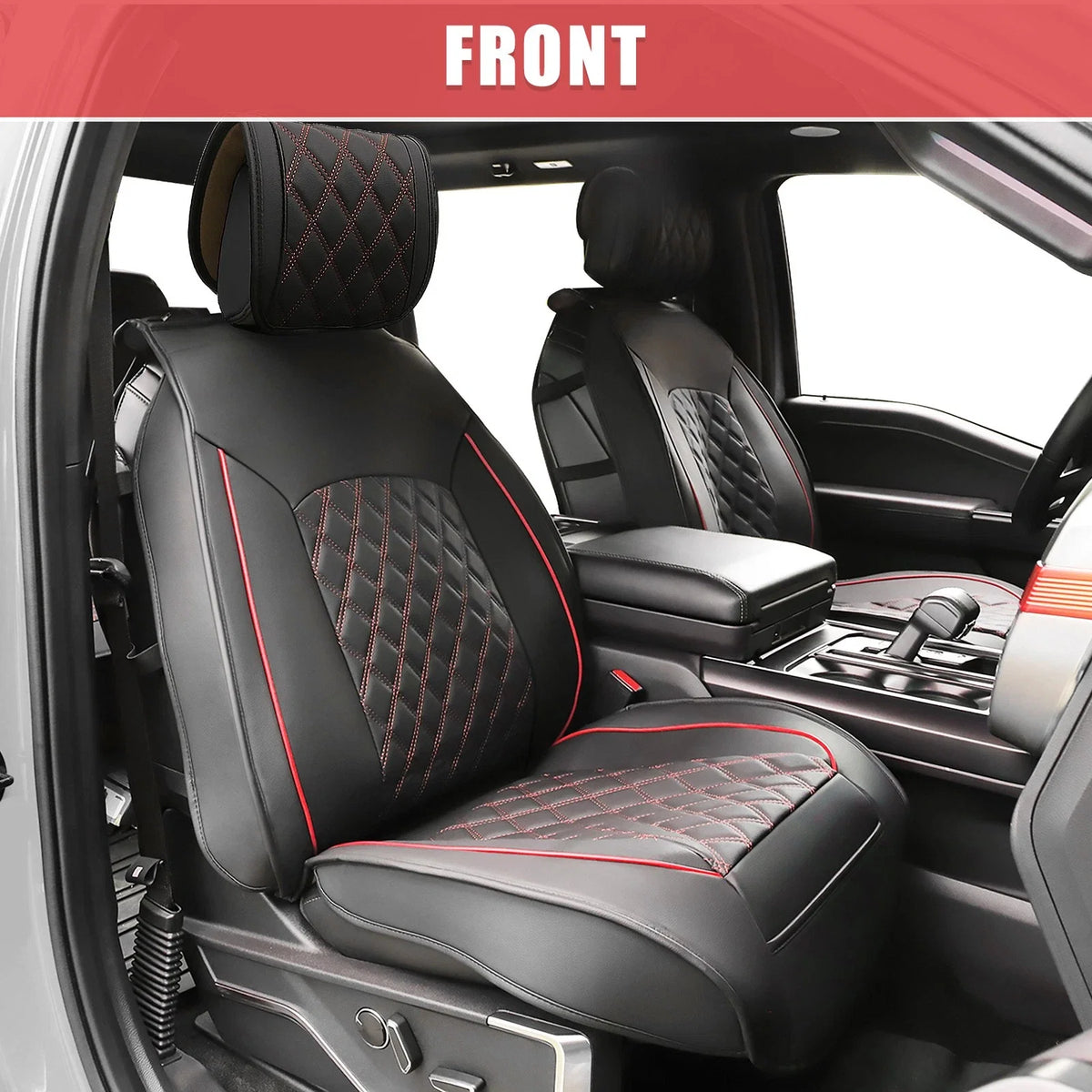 Set of 2 Front Seat Covers for Chevrolet  - Black Red