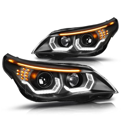LED U-Halo+Turn Signal Projector Headlight for BMW 5-Series E60 (2004–2007)