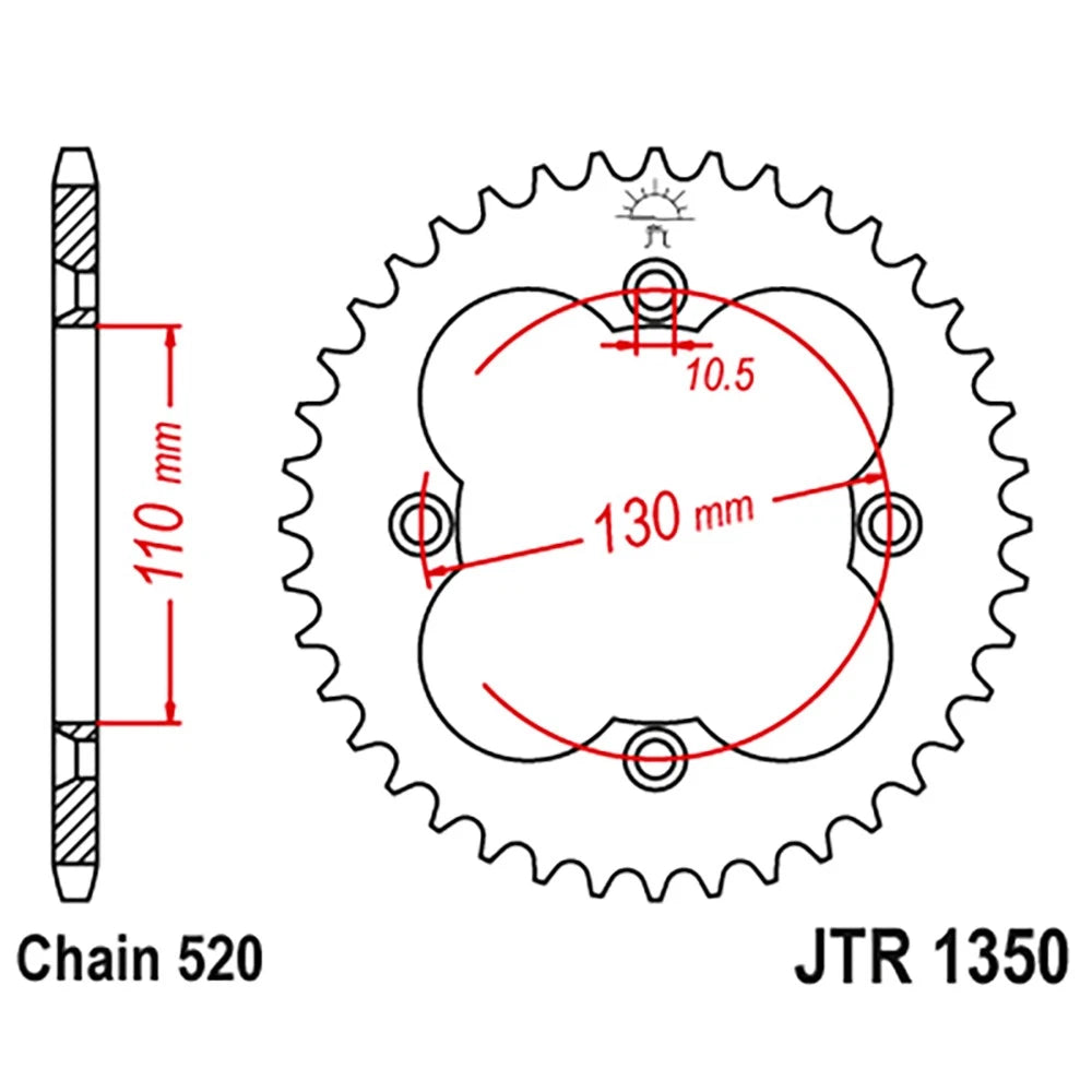 39 Tooth Rear Steel Sprocket for Honda TRX300EX & TRX300X (JTR1350.39b)