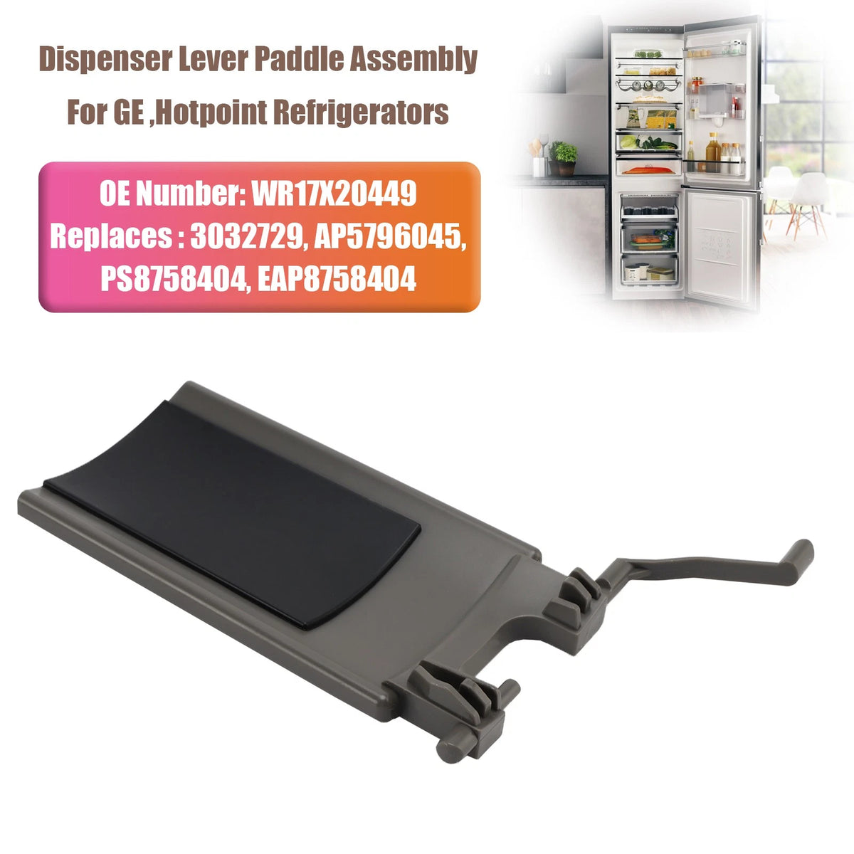 2X Dispenser Lever Paddle Assembly for GE Hotpoint Refrigerators (WR17X20449)