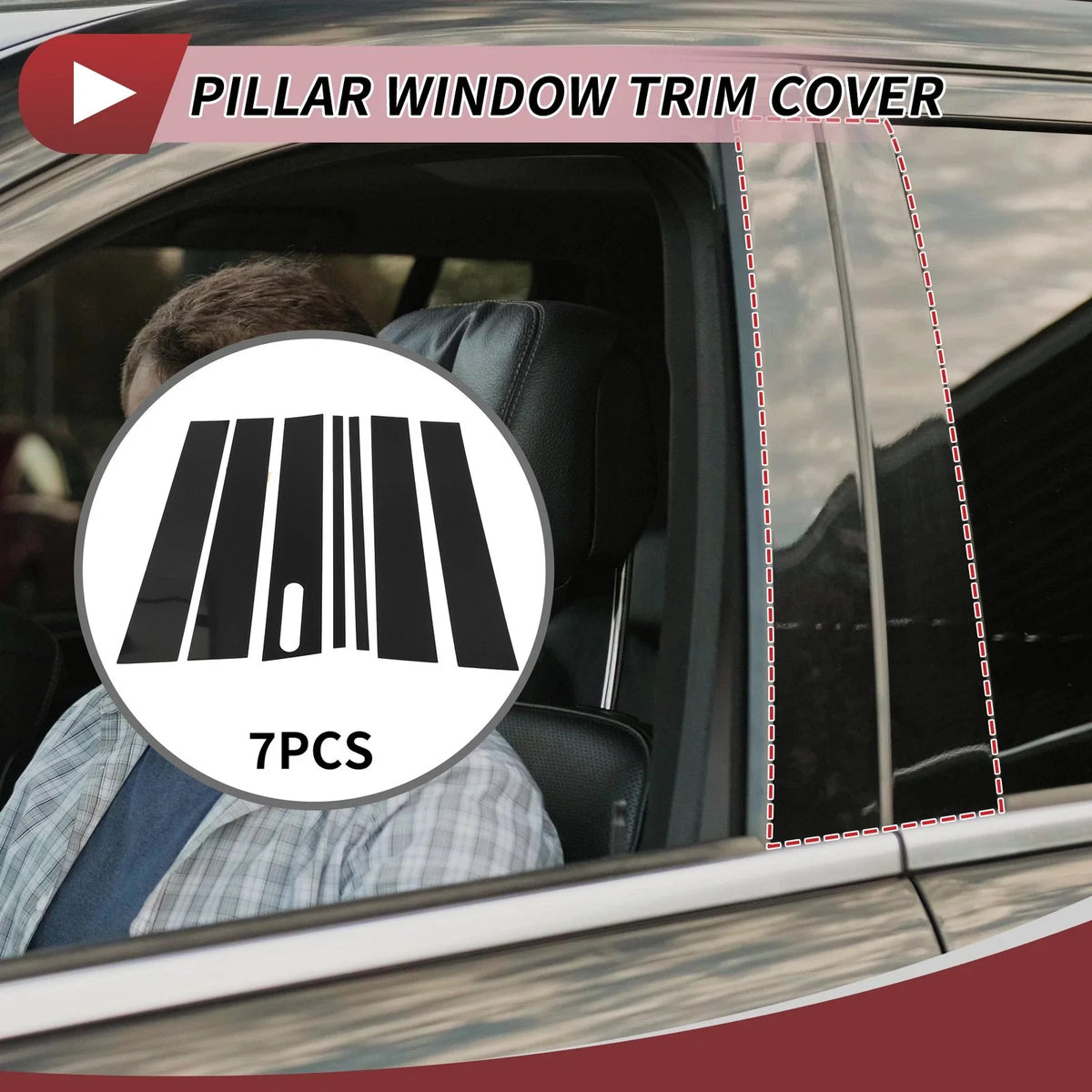 7 Pcs Door Pillar Window Trim for Ford Explorer Sport Trac (2001–2005) Black