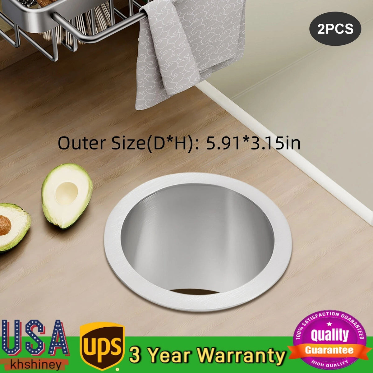 Countertop Trash Grommet for Stainless Steel (No Specific Years)