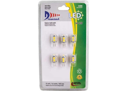 6-Pack Valterra DG726116WVP 165 Lumen G4/JC10 LED RV Tower Bulbs Warm White