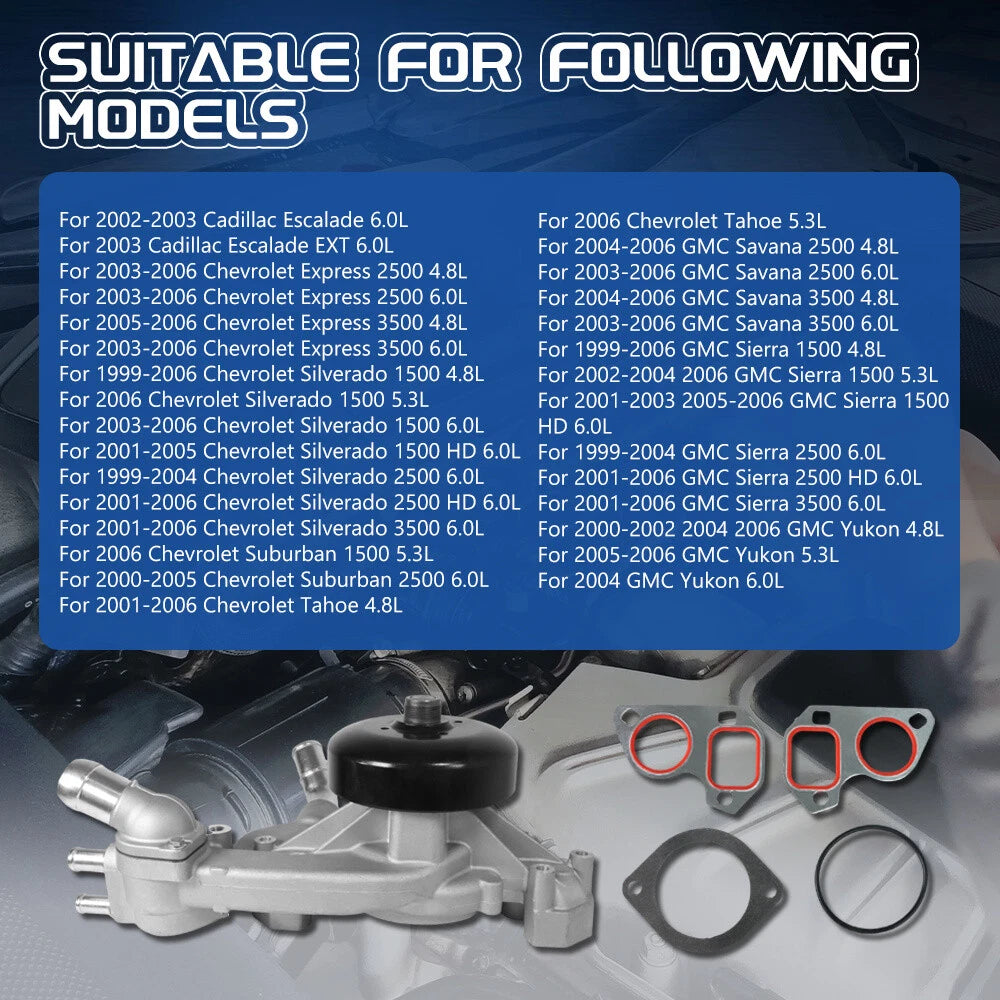 AW5104 Water Pump with Thermostat for Chevrolet Silverado GMC Cadillac (2000–2006)